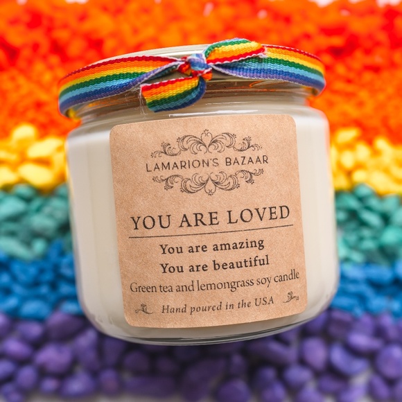 YOU ARE LOVED - Green Tea + Lemongrass Soy Candle - Pride Candle - Pride Gifts - Picture 4 of 7